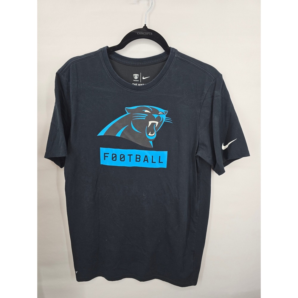 Nike Carolina Panthers NFL Training Football T-Shirt Mens Medium Black Blue
